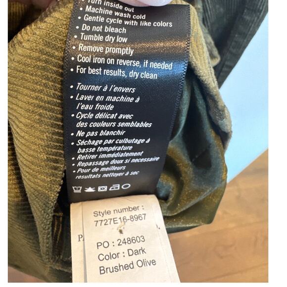 PAIGE Hollie Double Breasted Corduroy Blazer Brushed Olive Green Velour Women XL - Picture 8 of 10